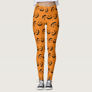 Legging Jack preto laranja divertido ou padrão de lanterna