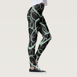 Legging jade cinzenta e cinza entrelaçadas com um padrão d