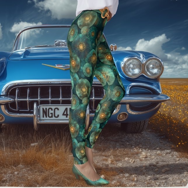 Legging Jade Green & Gold Organic Circles (Criador carregado)