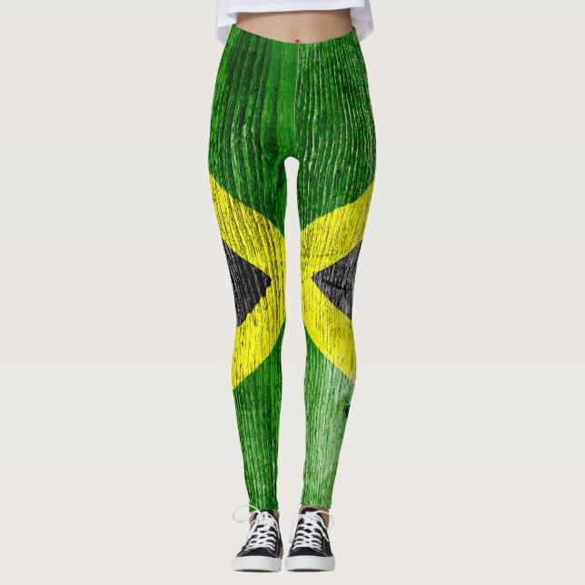 Legging Jamaica Flag Grungy Distress Conselho (Frente)
