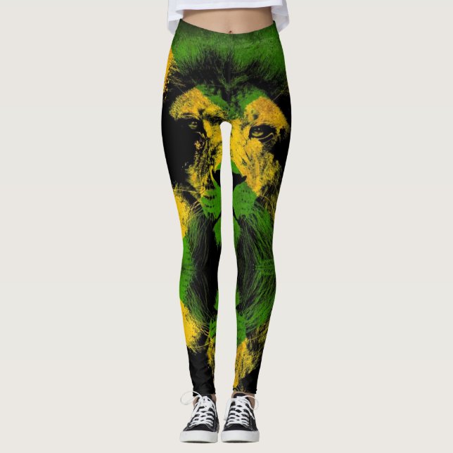 Legging Jamaica Lion Flag Proud Jamaicans - yoga Ir (Frente)