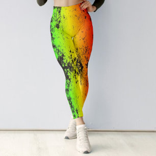 Legging Jamaica Neon Rasta Cores Grunge Dificultado