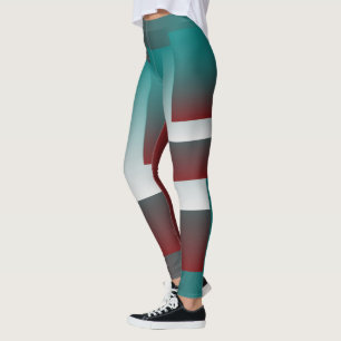 Legging Janelas em branco teal burgundy