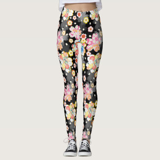 Legging Japanese Background with Cherry Blossoms and Balls