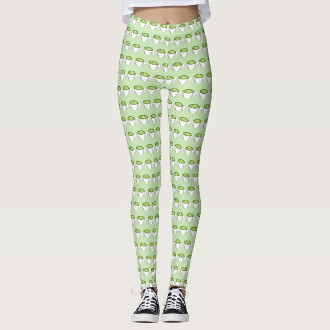Legging Japonês Matcha Green Tea Latte Teacup Foodie (Frente)