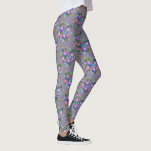 Legging Jardim Bonito das Flores Roxas Pobres com Pobres