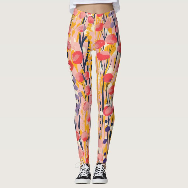 Legging Jardim Botânico Floral de Flores Silvestres Modern (Frente)