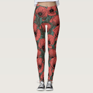 Legging Jardim com papoila, verde-marrom e pinheira