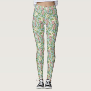 Legging Jardim Country Australian Bottlebrush Azul