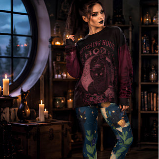 Legging Jardim da Lua da Bruxa Gato Preto Celestial Hallow