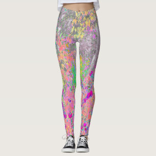 Legging Jardim de Aquarelas Sunrise com Flores Roxas