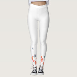 Legging Jardim de Borboletas Laranja e Azuis