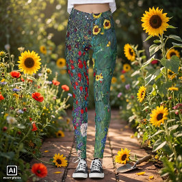 Legging Jardim de camponês com Girassol por Klimt, Flores