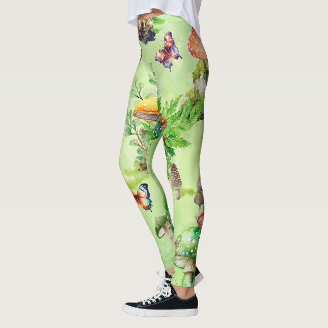 Legging Jardim de Cogumelo com Aquarela (Esquerda)