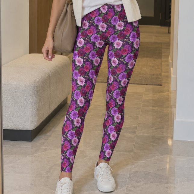 Legging Jardim de Dália Rosa Roxo (Criador carregado)