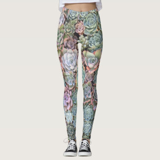 Legging Jardim de Echeveria, Suculento Pastel