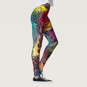 Legging Jardim de Flor Colorida Whimsical