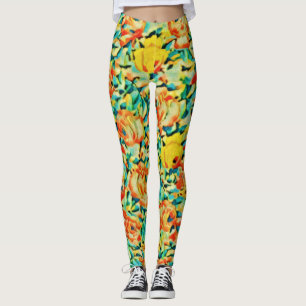 Legging Jardim de Flor Rosa selvagem