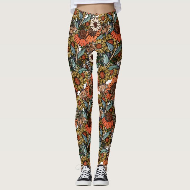 Legging Jardim de flor selvagem de Bush australiano (Frente)