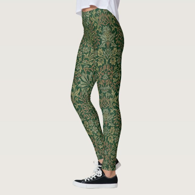 Legging Jardim de Flores de William Morris - Verdes (Esquerda)