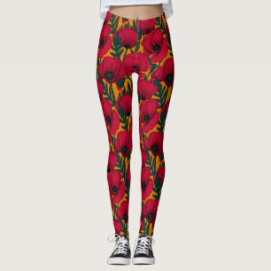 Legging Jardim de papoila-vermelha