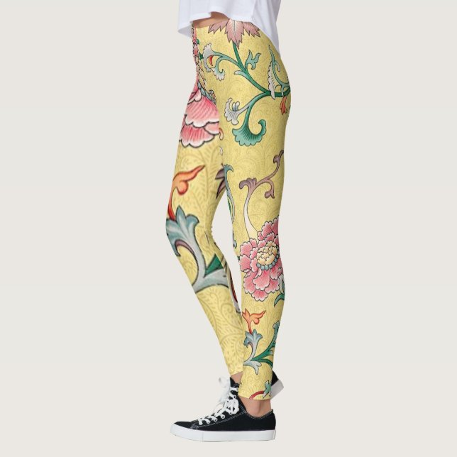 Legging Jardim de Pedônia Rosa Asiático em Amarelo de Mant (Esquerda)
