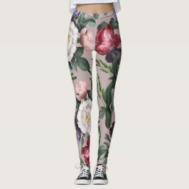 Legging Jardim de rosas moda verão rosa bonito rosa