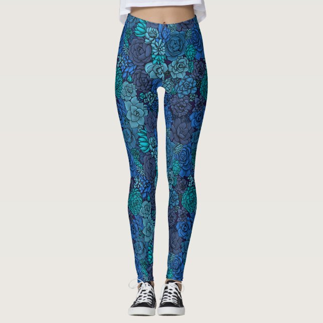 Legging Jardim de sucata em azul (Frente)