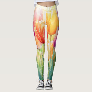 Legging Jardim de Tulipas de Primavera de Aquecedora