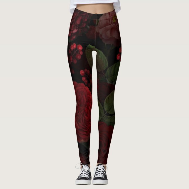 Legging Jardim de Vintage Vermelho Escuro (Frente)