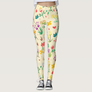 Legging Jardim do Amor Flores e Corações da Primavera