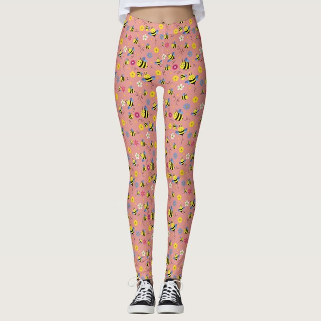Legging Jardim do Flor de Abelhas Doce (Frente)