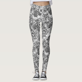 Legging Jardim Florestal Australiano Negro e Branco