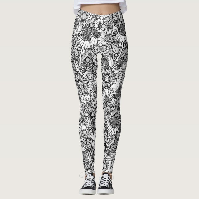 Legging Jardim Florestal Australiano Negro e Branco (Frente)