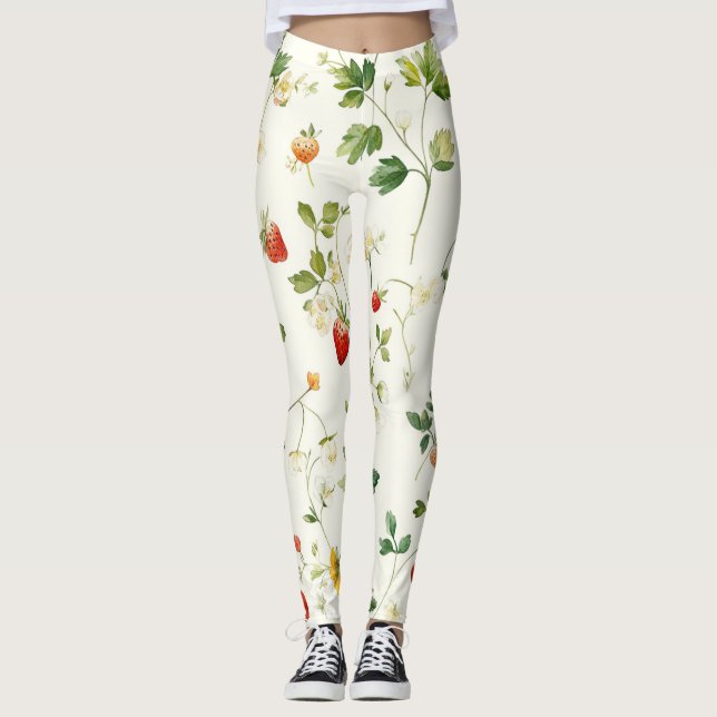 Legging Jardim Folhas Morangos (Frente)