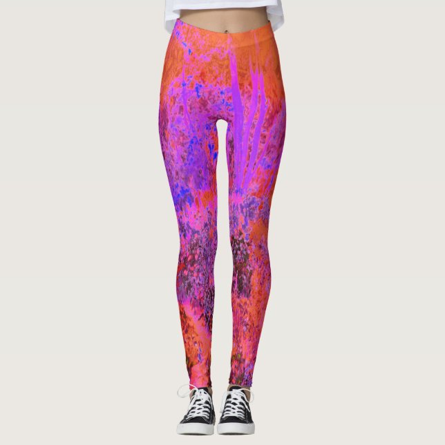 Legging Jardim Impressionista Laranja Trippy Magenta (Frente)