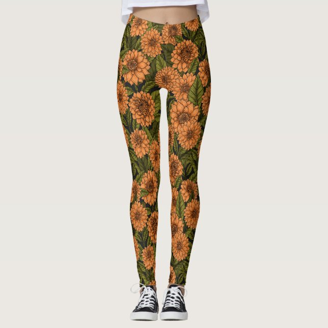 Legging Jardim Orange Dahlia (Frente)