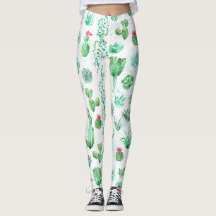 Legging Jardim Suculente: Fundo Sem Costura De Aquarelas.