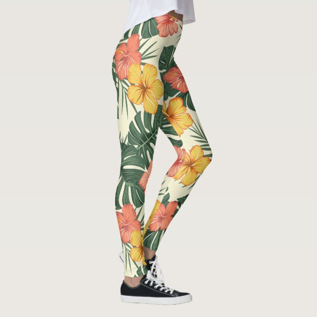 Legging Jardim Tropical de Hibiscus (Direita)