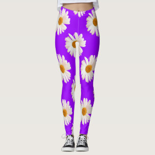 Legging Jasmim branco sobre fundo roxo neonário