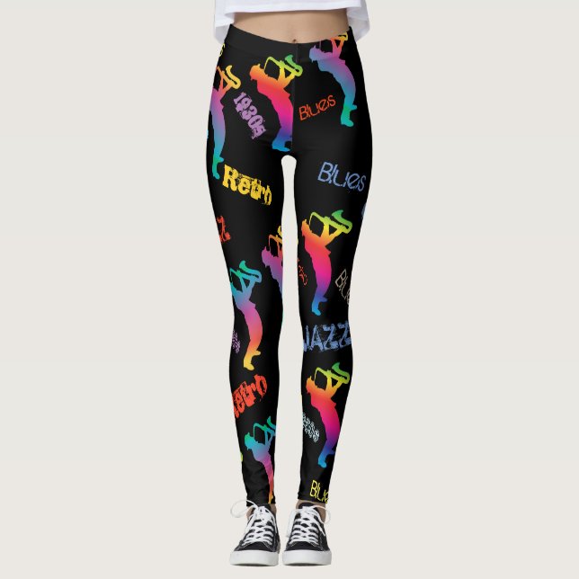 Legging Jazz Musicians Retro Music Blues Pop ART Paint (Frente)