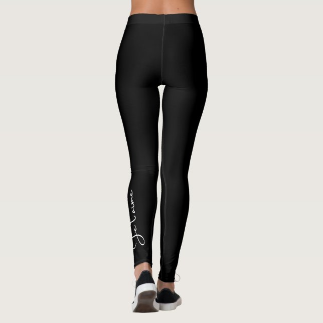 Legging "Je t'aime" é francês para "Eu te amo" Elegante   (Verso)