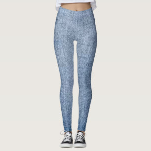 legging jeans azul floração moderna preta chique