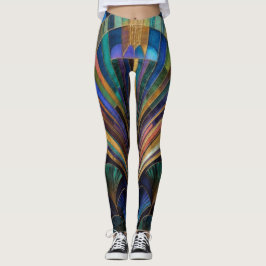 Legging Jewel Tone Peacock Blue Purple Gold Art Deco