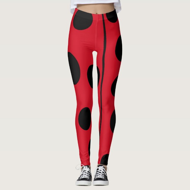 Legging Joaninha Vermelha e Preta Desenho (Frente)