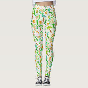Legging Jogada tropical com bolas verdes e laranja
