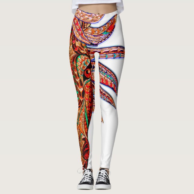 Legging Joia do cavalo mosaico colorido (Frente)