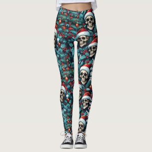 Legging Jolly Holly Papai noel crânios com ornamentos