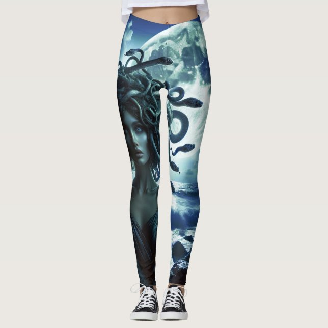 Legging Jovem Medusa Bonita pelo Mês & Oceano (Frente)