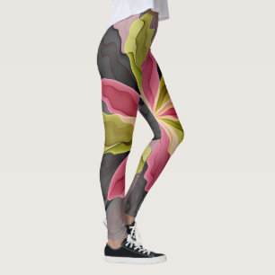 Legging Joy, verde rosa, Antracite Fantasia Flor Fractal